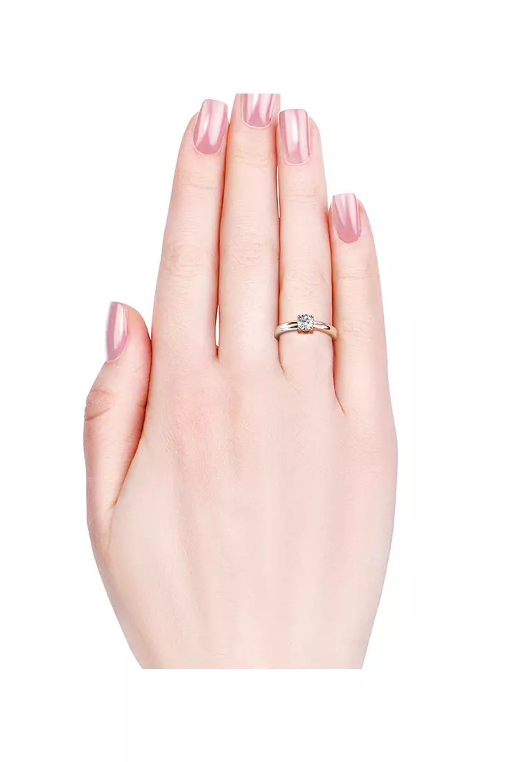 Berlian Moissanite Simplicite Ring [GRA CERTIFICATE MOISSANITE DIAMOND] Dual Tone - Cincin 0.6 CT Moissanite Diamond 925 Silver Celesta by Her Jewellery