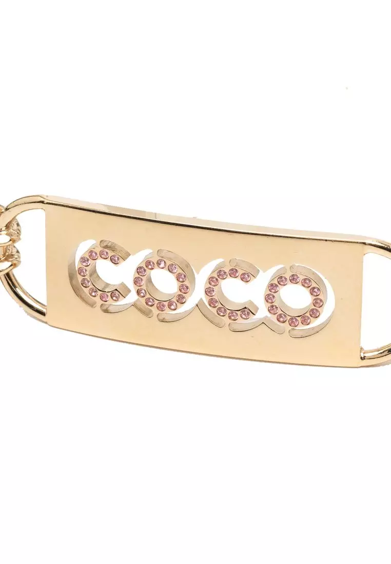 二手香奈兒鍍金鑲鑽Coco雙鍊腰帶