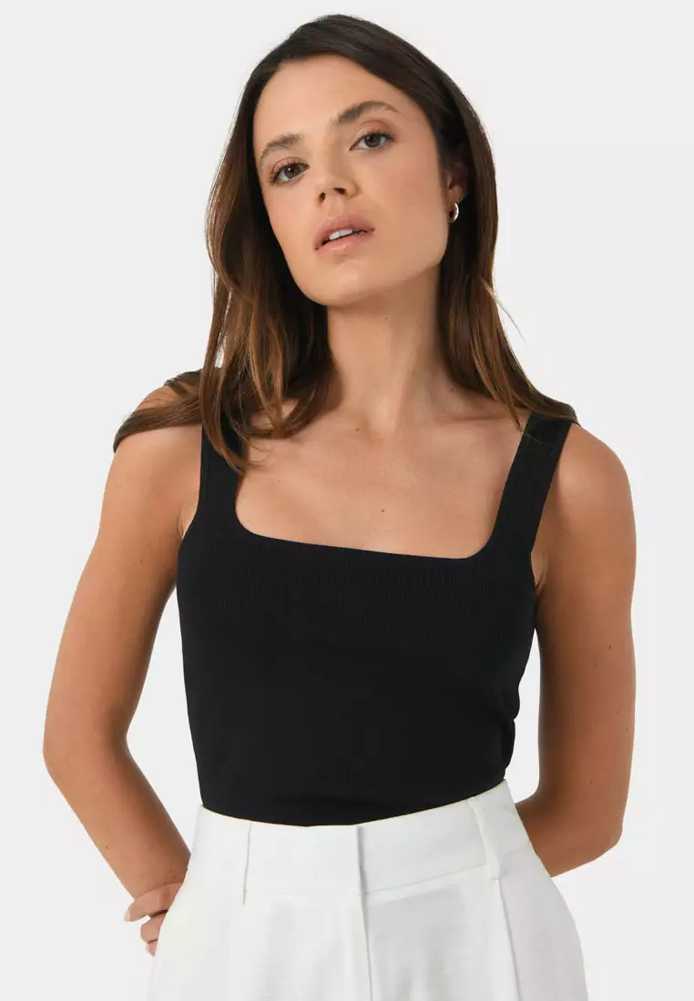 FORCAST Miami Cropped Sleeveless Knit Top