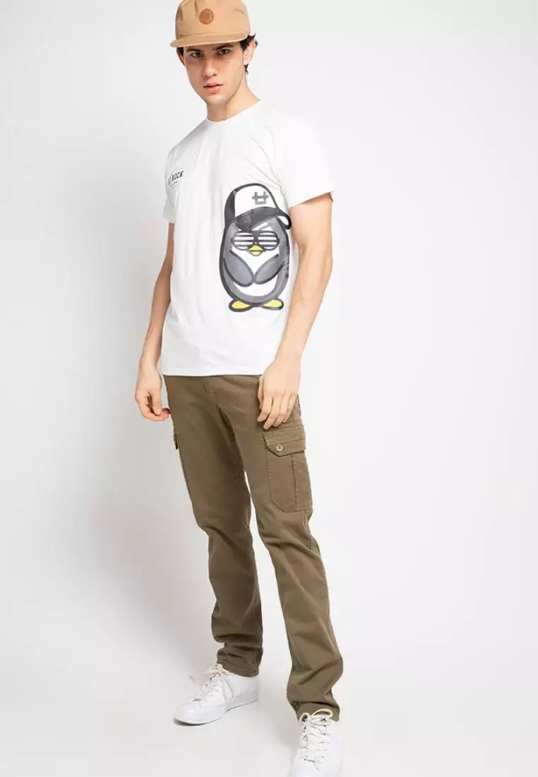 MTF36 dj rock belly white kaos pria Putih