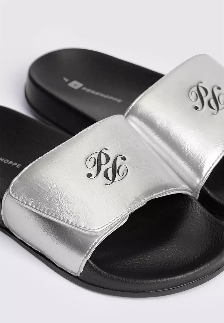 Women's Metallic Leather One Band Slides