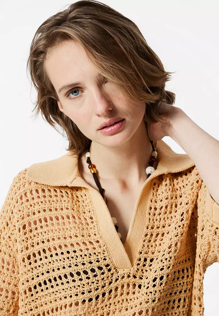 Pointelle-Knit Polo Shirt