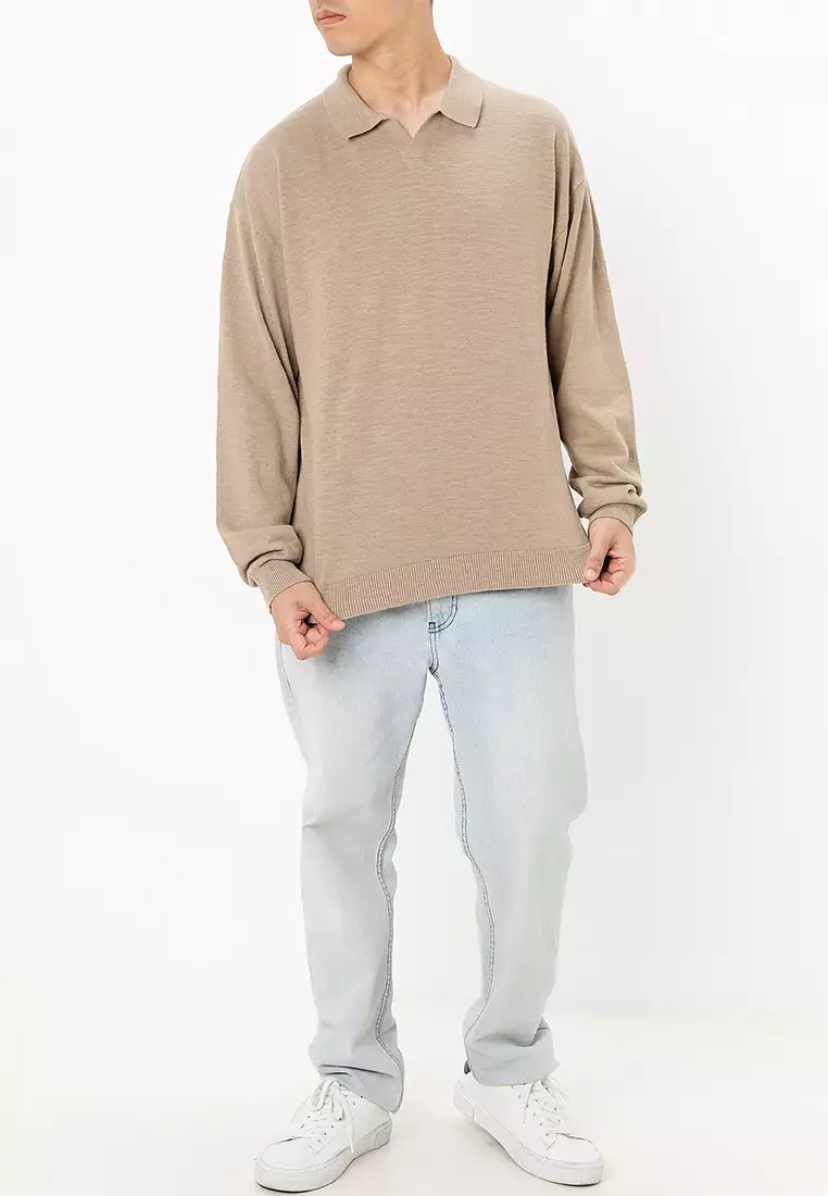Colin Slub Knit Polo Sweatshirt