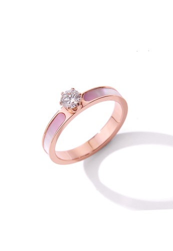 CELOVIS pink and gold CELOVIS - Rosaline Pink Mother Pearl with Zirconia Solitaire Ring C1A17AC1B33A7DGS_1