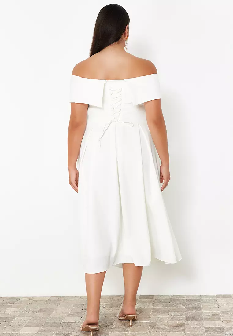 Plus Size Off Shoulder Midi Dress