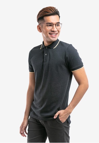 FOREST black Forest Two Tone Pique Slim Fit Polo Tipped Collar T-Shirt - 23196-01Black AED13AAFF1CC74GS_1