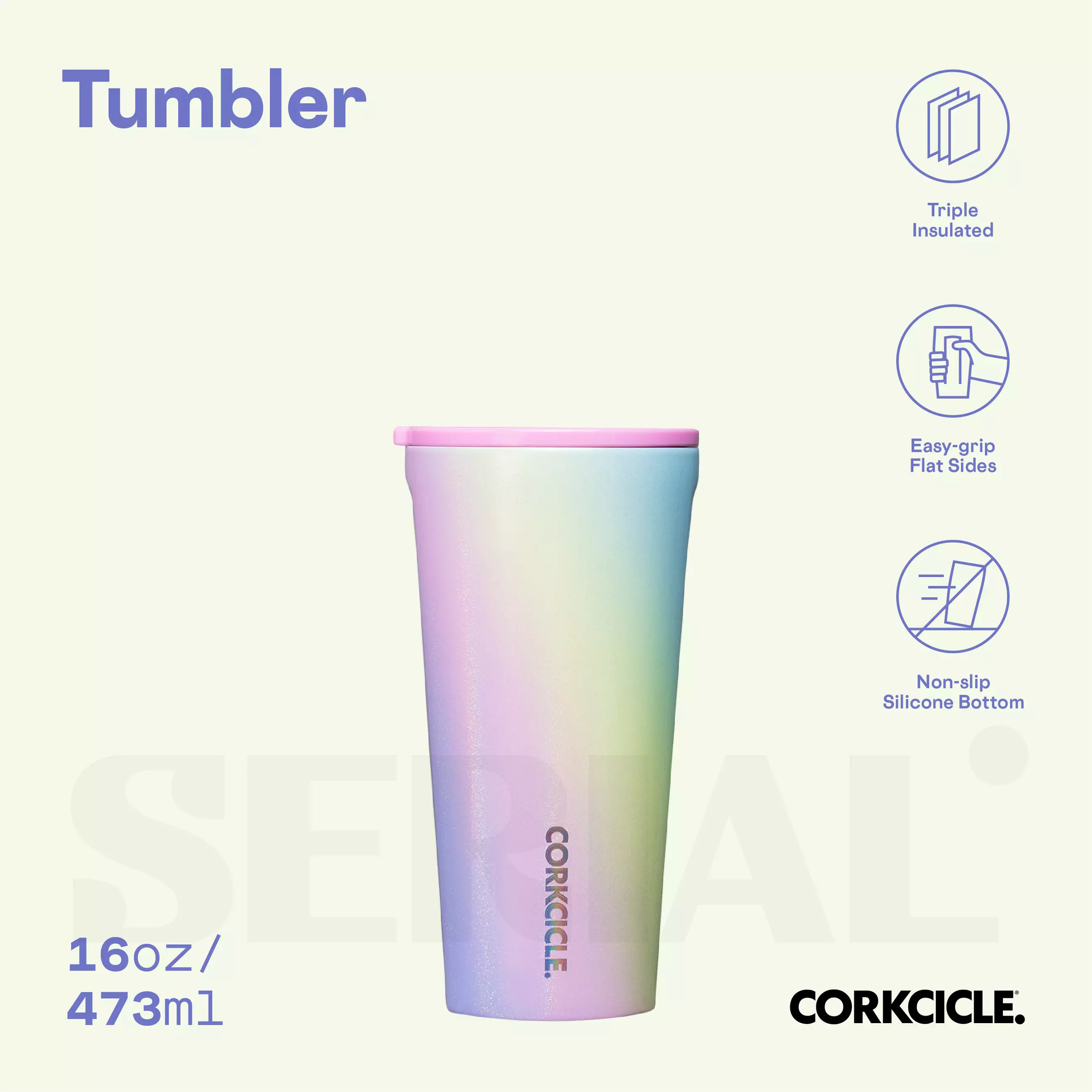 CORKCICLE® Tumbler 16oz - Rainbow Unicorn