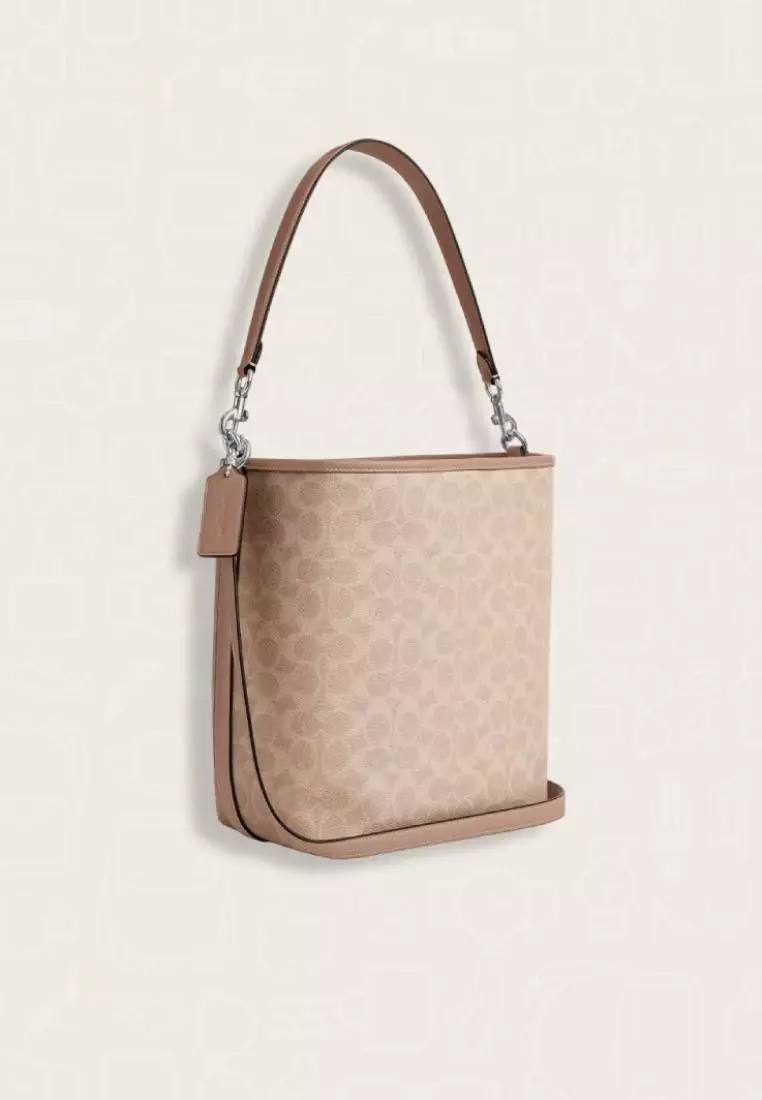Coach City Large Bucket Bag In Signature Canvas Sand Taupe