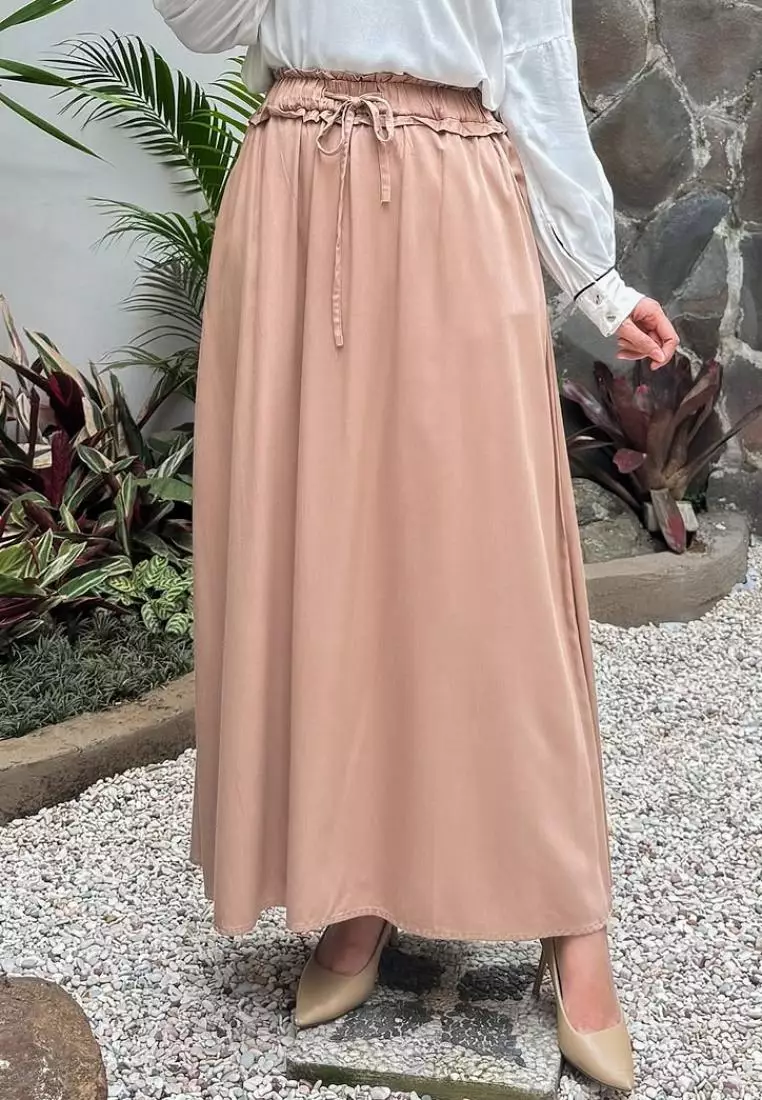 Ayana Skirt - Coklat - Rok Katun Basic A-Line