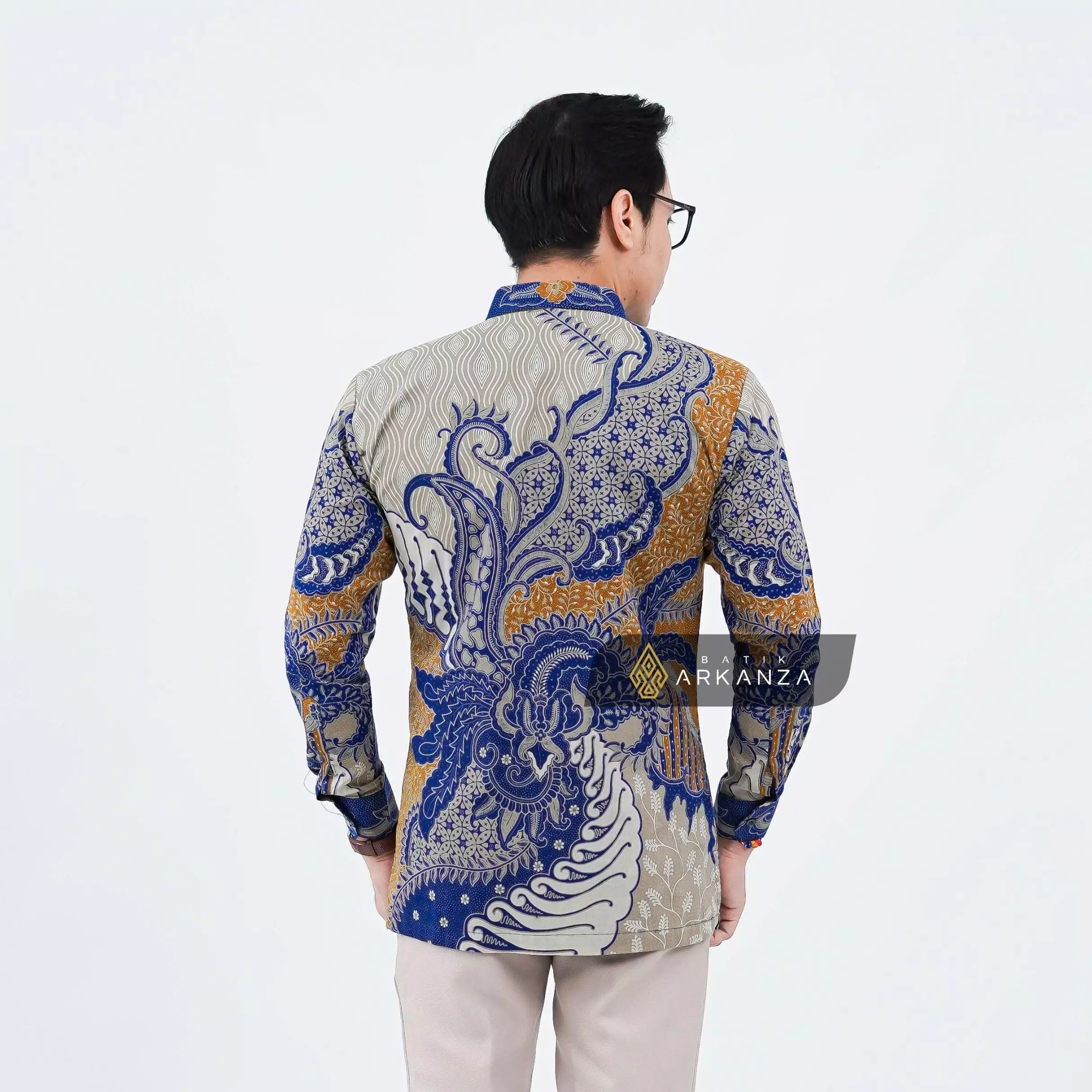 Kemeja Batik ARKANZA Motif Argani Lengan Panjang Lapis Furing Cuttingan Slimfit Katun Premium