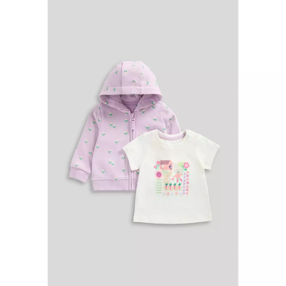 Mothercare T-Shirt and Hoodie Set - Set Jaket Kaos Bayi Perempuan (Ungu)