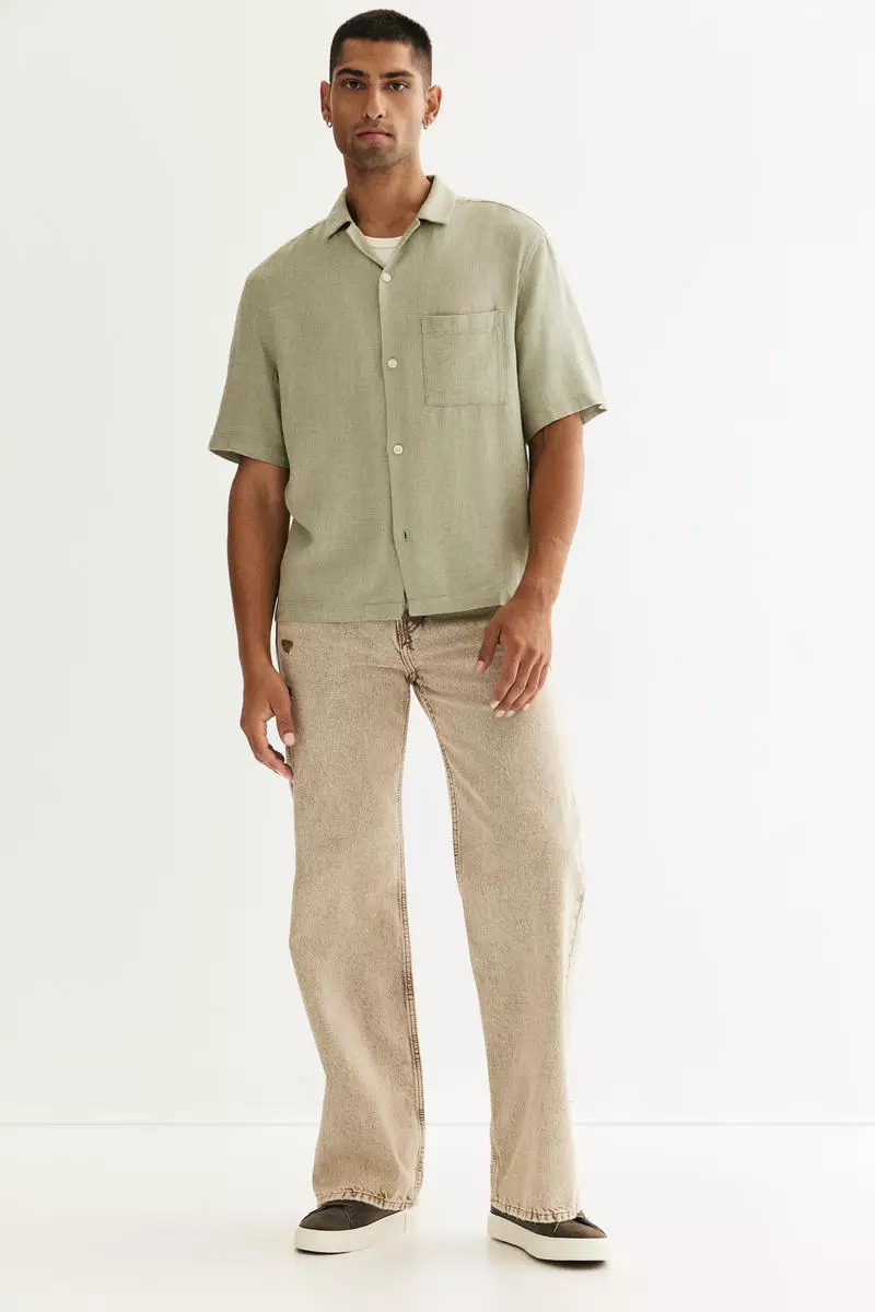 Regular Fit Linen-blend resort shirt
