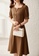 OUNIXUE brown French Square Neck Waist Dress EF4E2AA052372EGS_4