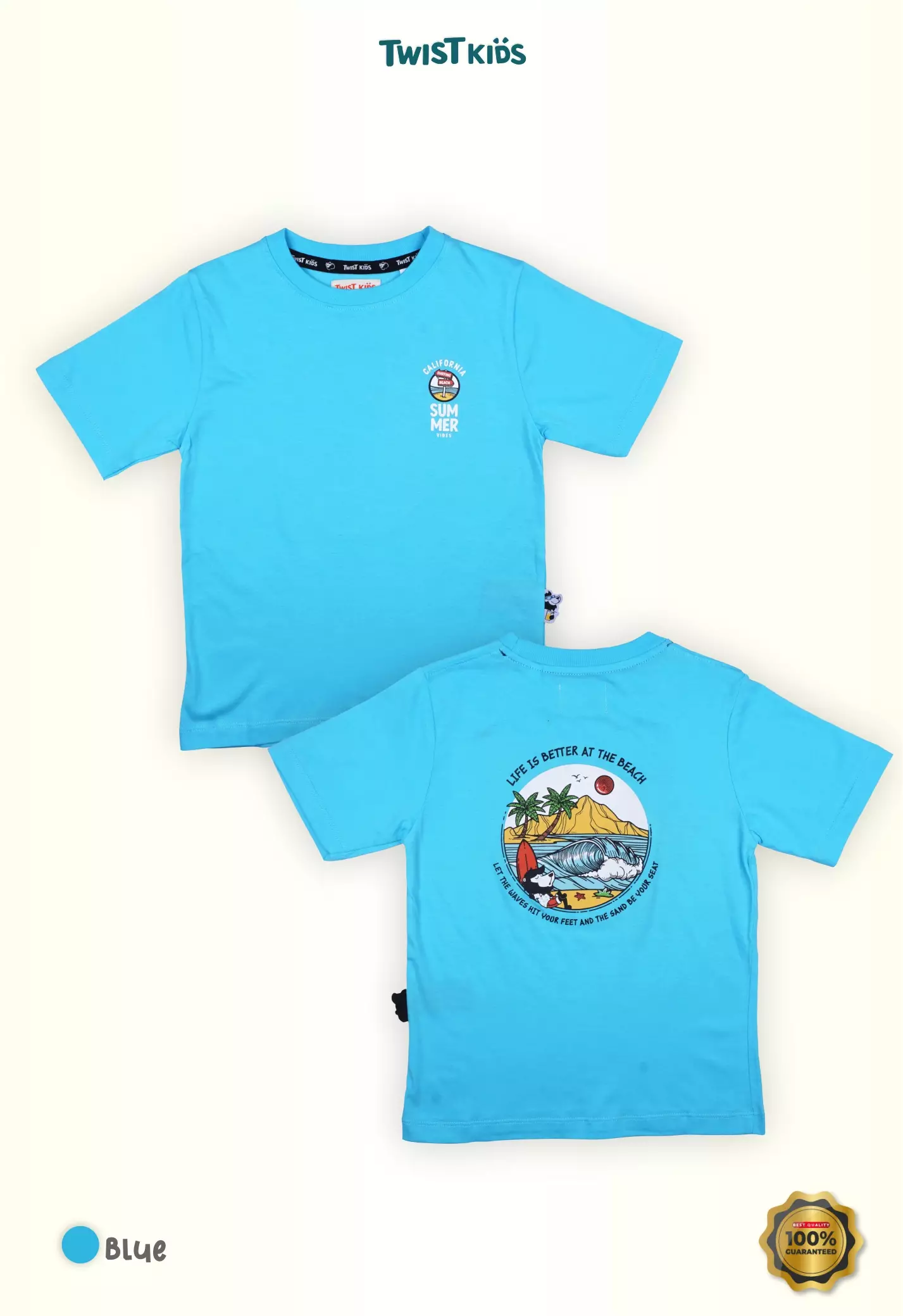 Twist Kids [Official Store] - Summer Splash Series, Dylan C, Atasan/Tshirt/Kaos Oblong, Baju Pantai Anak Laki-Laki (usia 4-14 tahun) Warna Biru (Blue)
