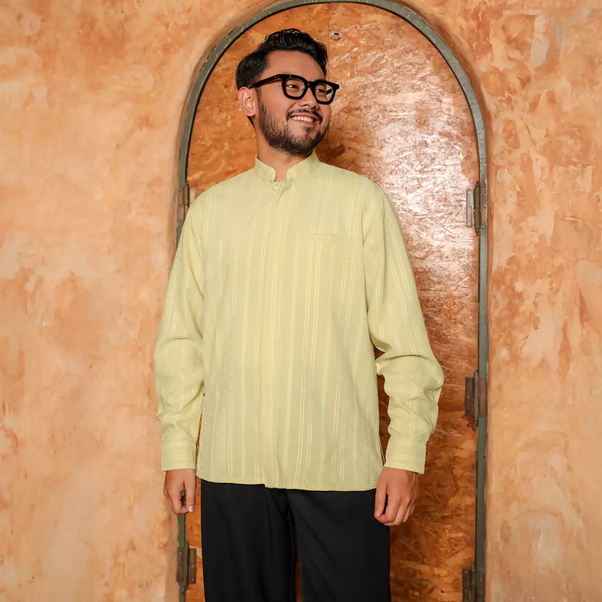 [Raya Collection] ZM Zaskia Mecca - Ruvey Lime - Kemeja Pria Panjang - Primadona Series Lilya Senja