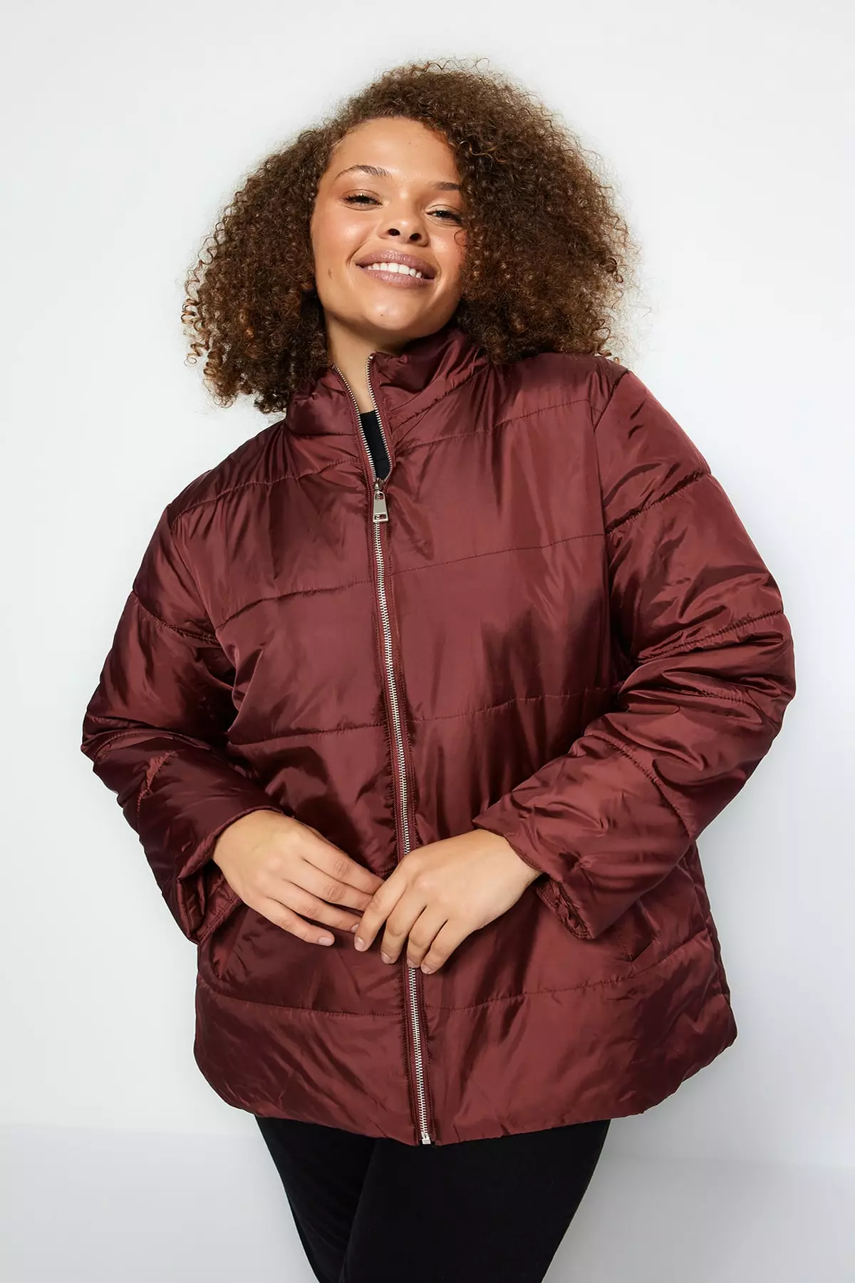 Red puffer on sale jacket plus size