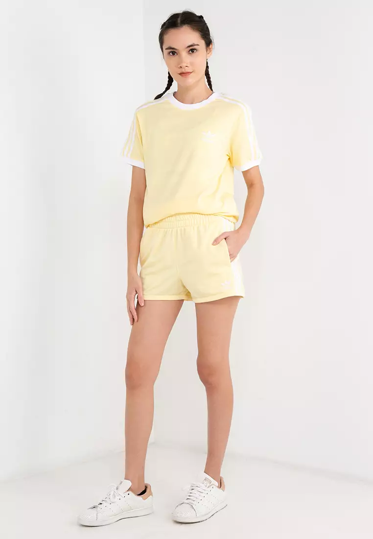 Yellow adidas online 3 stripe shorts