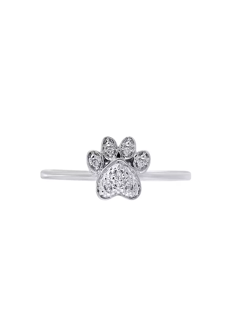 White gold paw new arrivals print ring