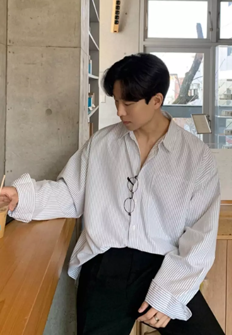 Advanced and versatile casual lapel striped shirt CA091917