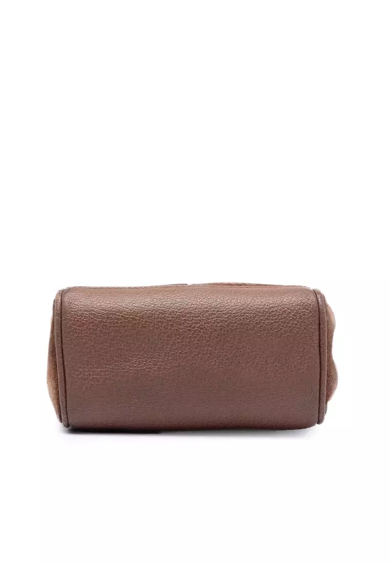 Pre-Loved Gucci Mini Suede Bamboo Satchel