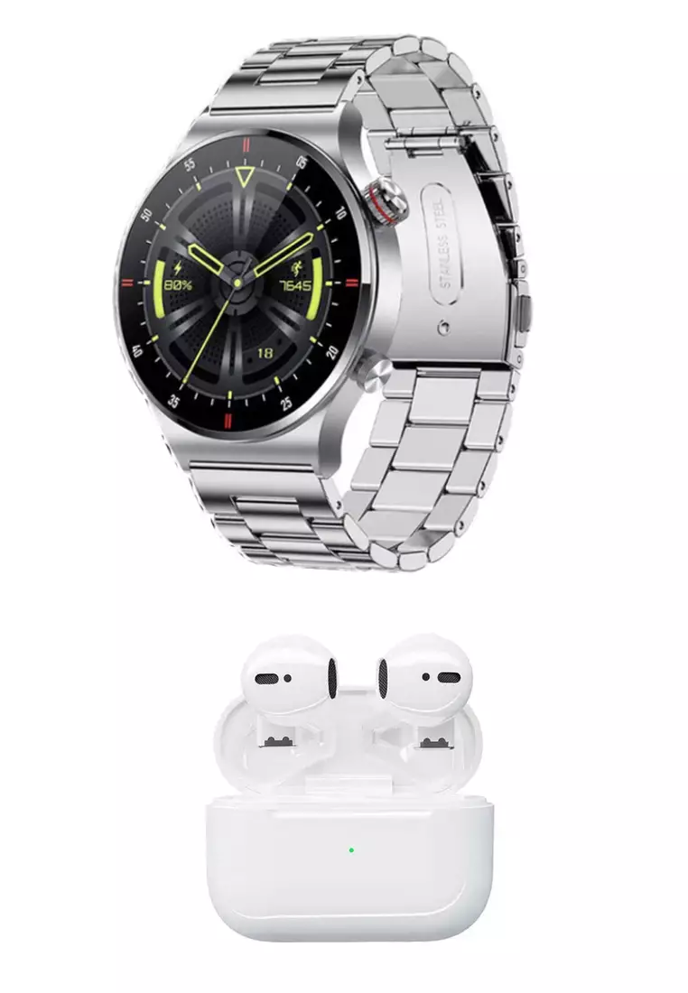 Value Deal - SmartWatch + 5s PRO MINI wireless earphones - White + 1 Free Watch Rubber Strap