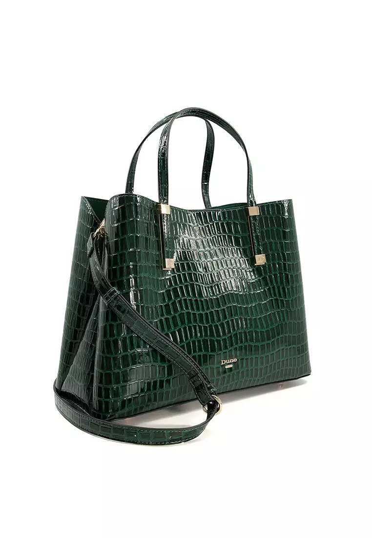 Dark green croc embossed tote bag 2025