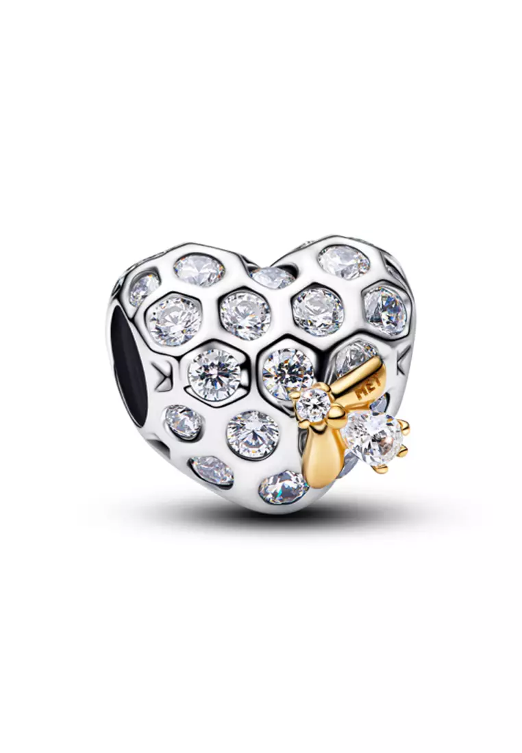 Pandora x Bridgerton 14K Gold Plated Honeycomb & Bee Heart Charm