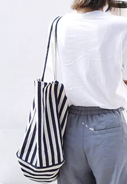 Simple Small Fresh Small Striped Canvas Bag Ca21051315BL