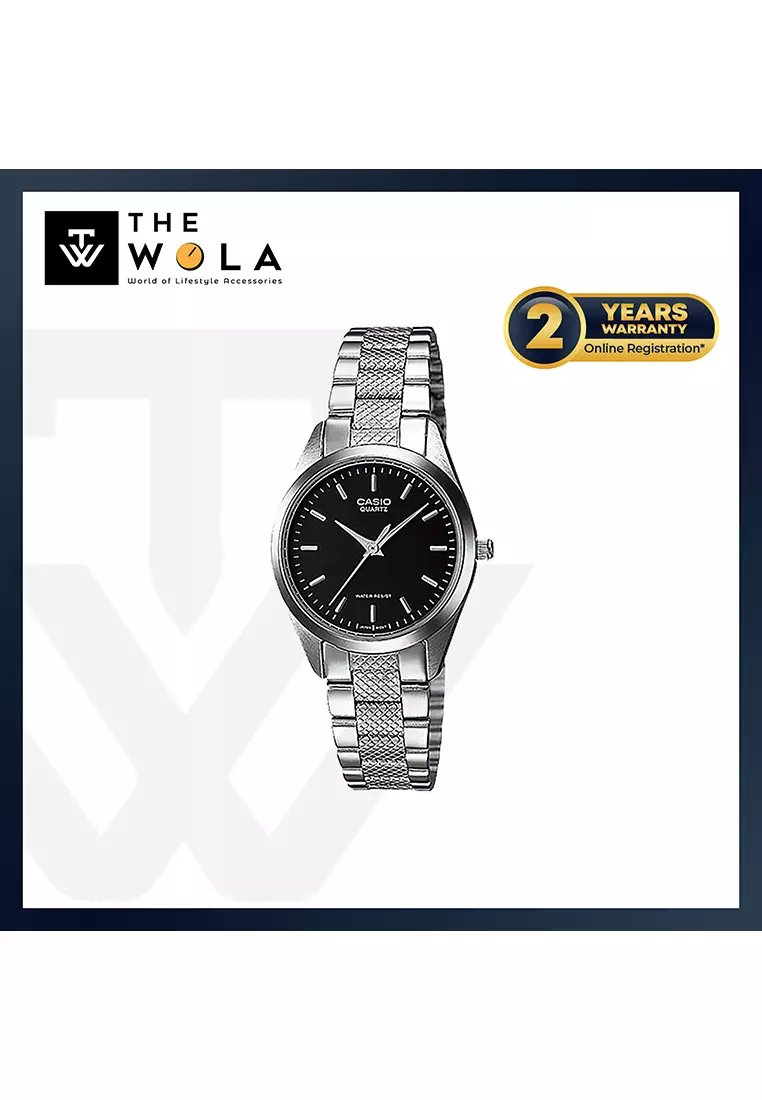 Women's Analog Watch LTP-1274D-1A Black Dial with Stainless Steel Band Ladies Watch