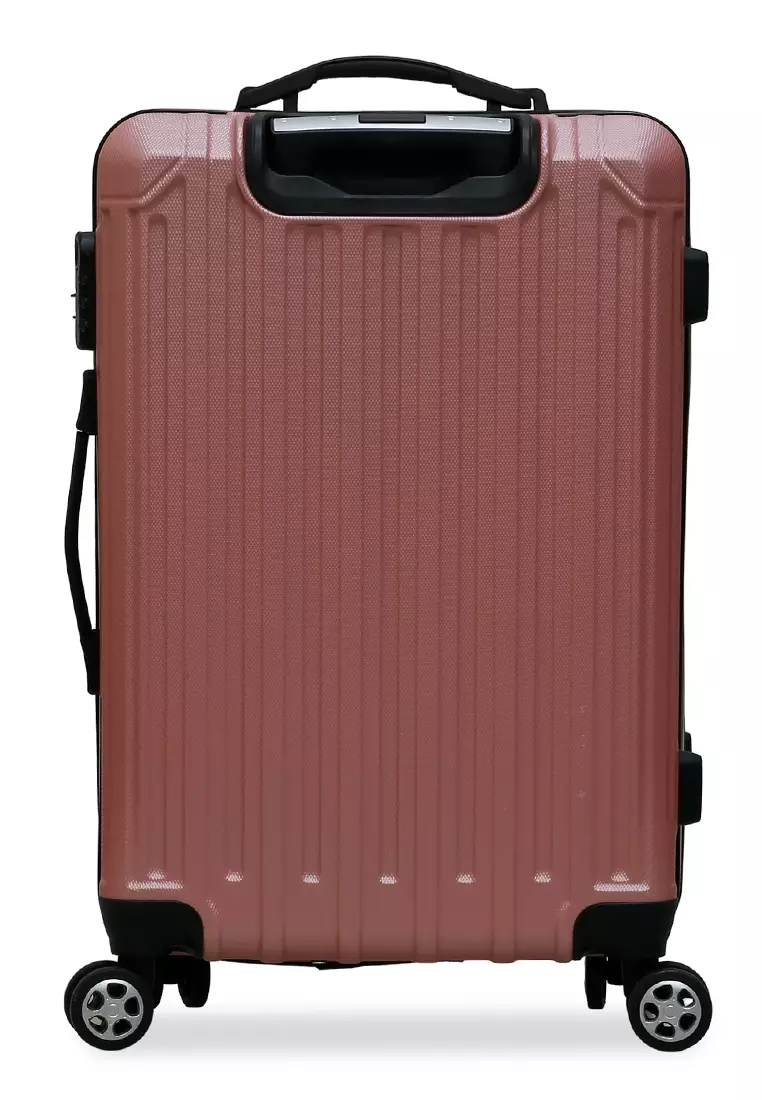 Isvara Tas Koper Hardcase Unisex One Set Suitcase Number Code Combination Lock Large Compartment Material ABS+PVC Coated ORIGINAL - Rose Gold