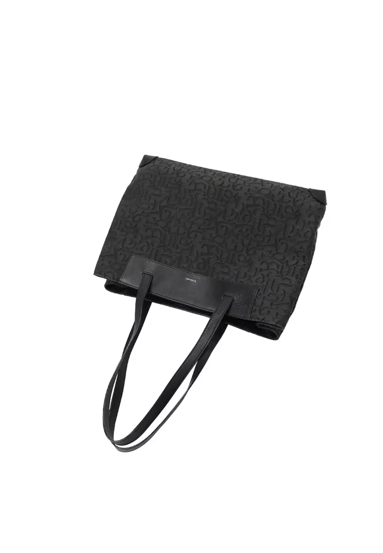 Soft-Structured Trapezoidal Canvas Tote Bag - Black