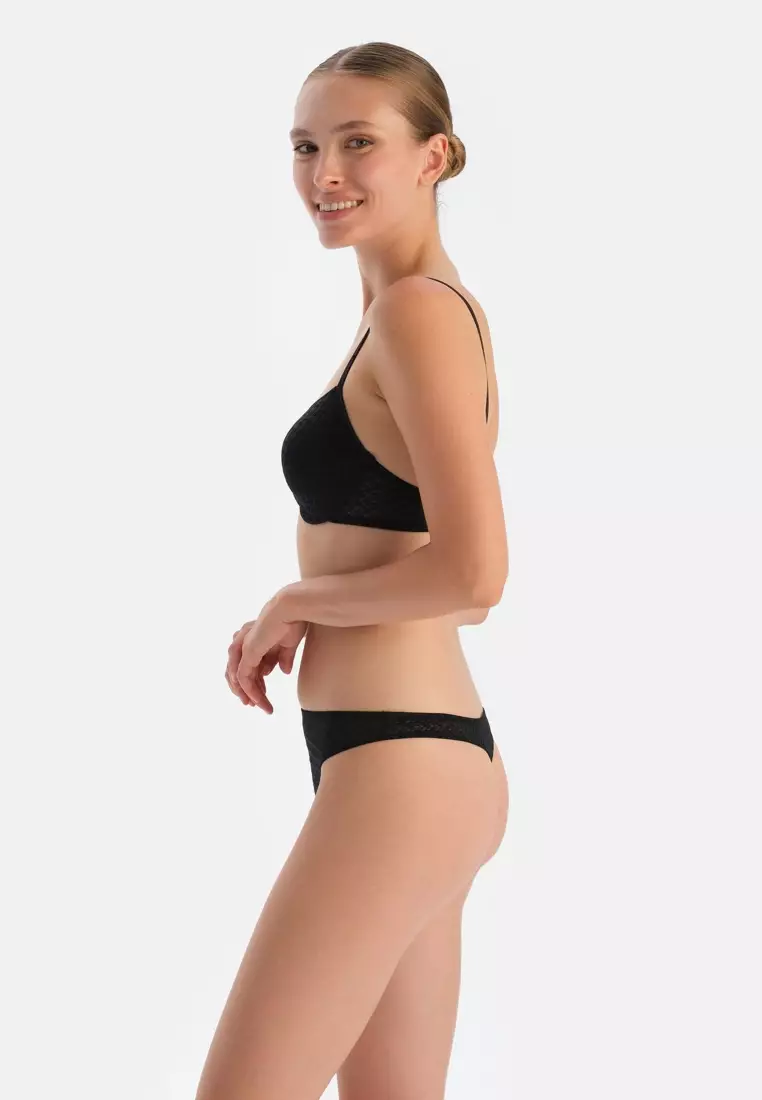 Black Thong, Geometric Print, Underwear for Women