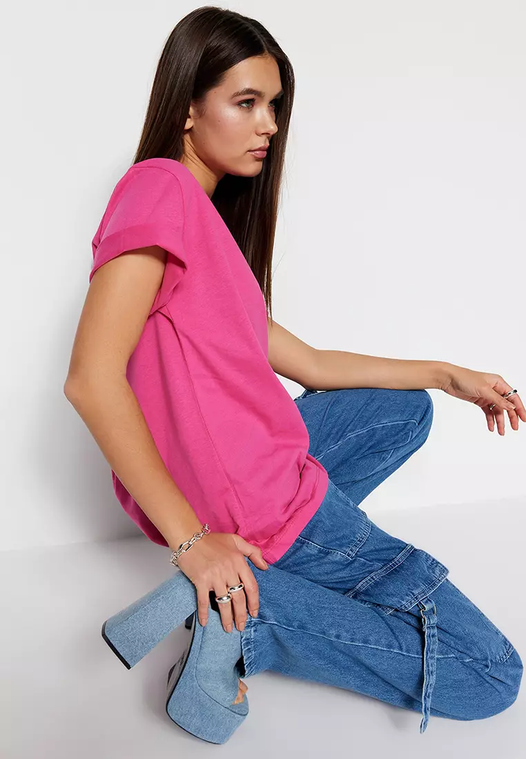 Crew Neck Boyfriend Knitted T-Shirt