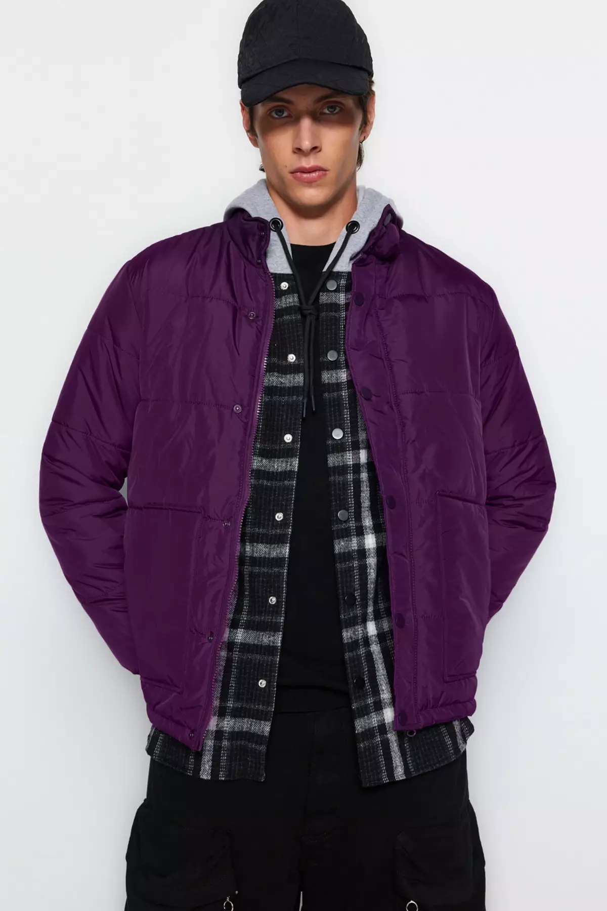 Buy Trendyol Dark Purple Men s Regular Fit Puffy Winter Coat 2024