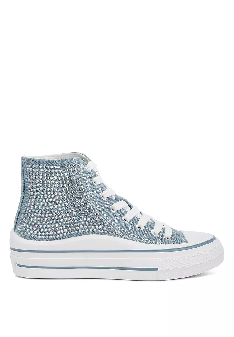 Buy London Rag Rhinestone Embellished Ankle Denim Sneakers 2025