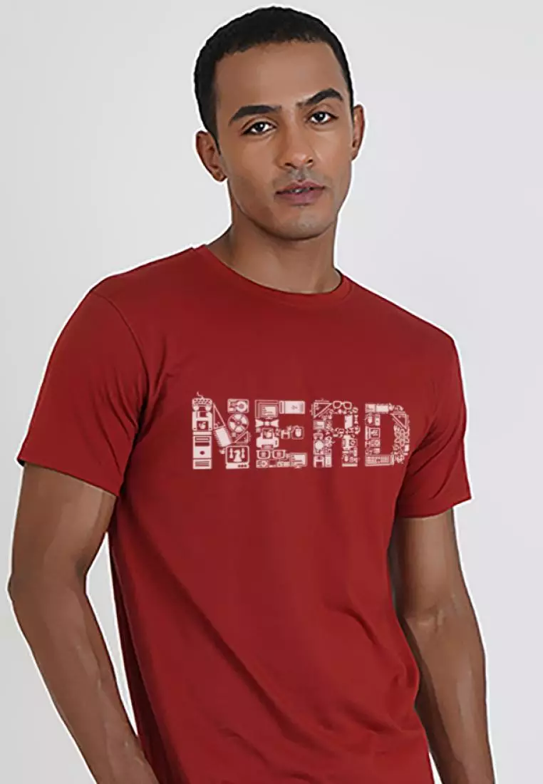 NERD 栗色棉质短袖常规版型 T 恤