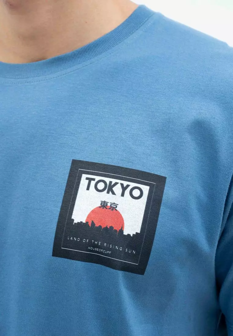 Houseofcuff T-shirt Kaos Motif Tokyo Pendek Steel Blue Size S-4XL