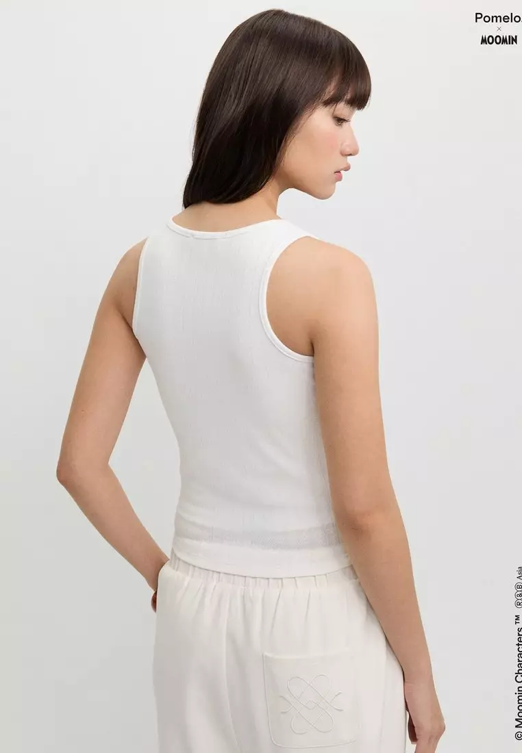 Pomelo. x Moomin Embroidered Tank Top - White