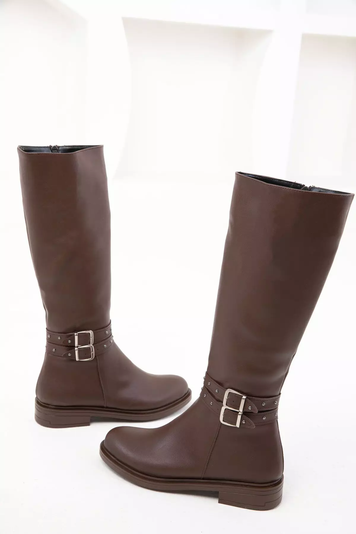 Discount on Soho  shoes - SKU: Double Buckle Knee-High Rider Boots
