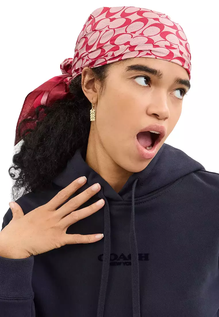 Buy Coach Signature Horse And Carriage Silk Square Scarf in Wine