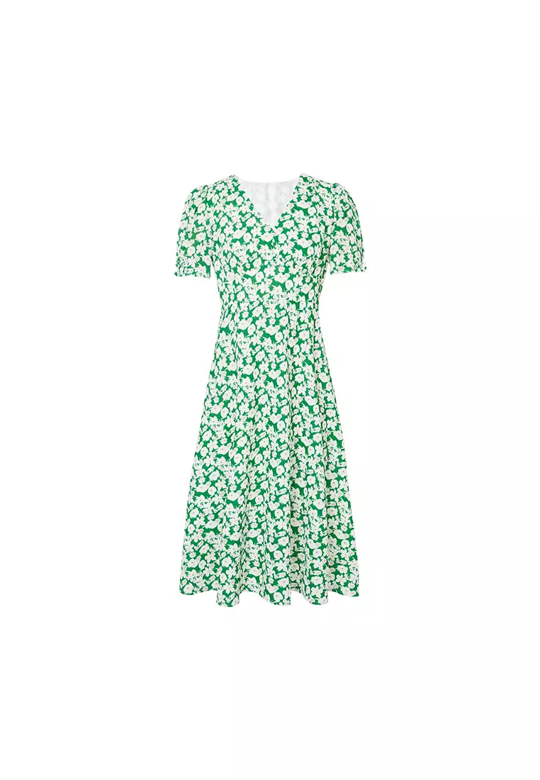 Summer Spring V-Neck Floral Midi Dress