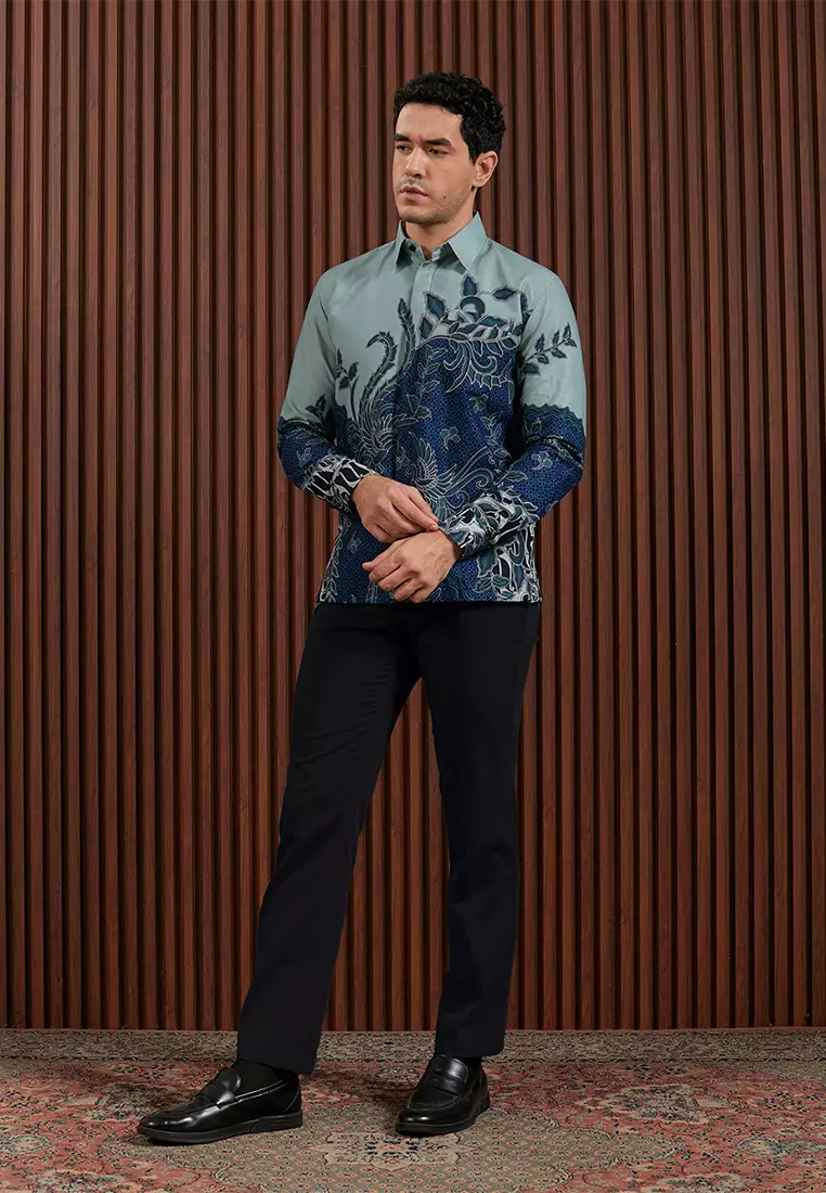 Enzy Batik Essential Kemeja Batik Pria Nayara - Hijau Mint