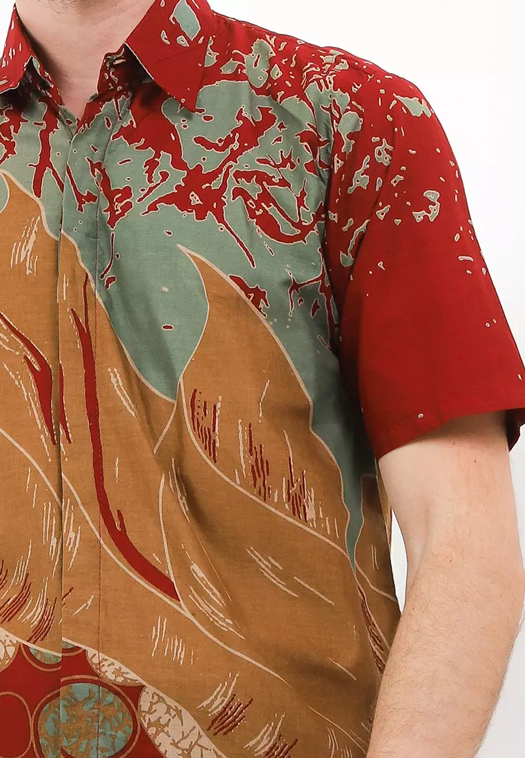 Batu Kemeja Batik Premium Pria Casual Modern Lengan Pendek