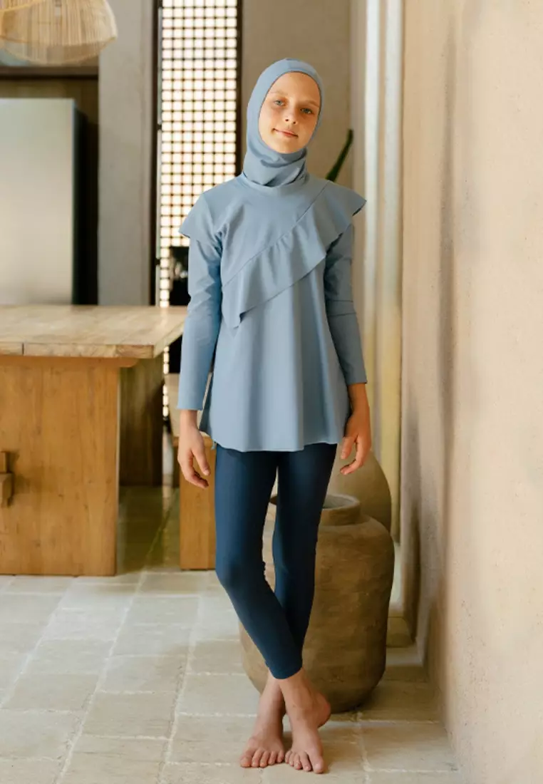 Aleea Modest Ruffle Burqini Set Kids - Mountain Spring