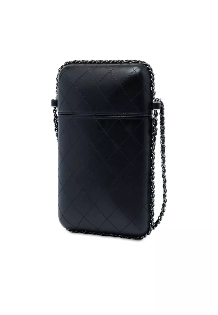 Pre-Loved Chanel Cc Quilted Lambskin Chain Around Phone Holder