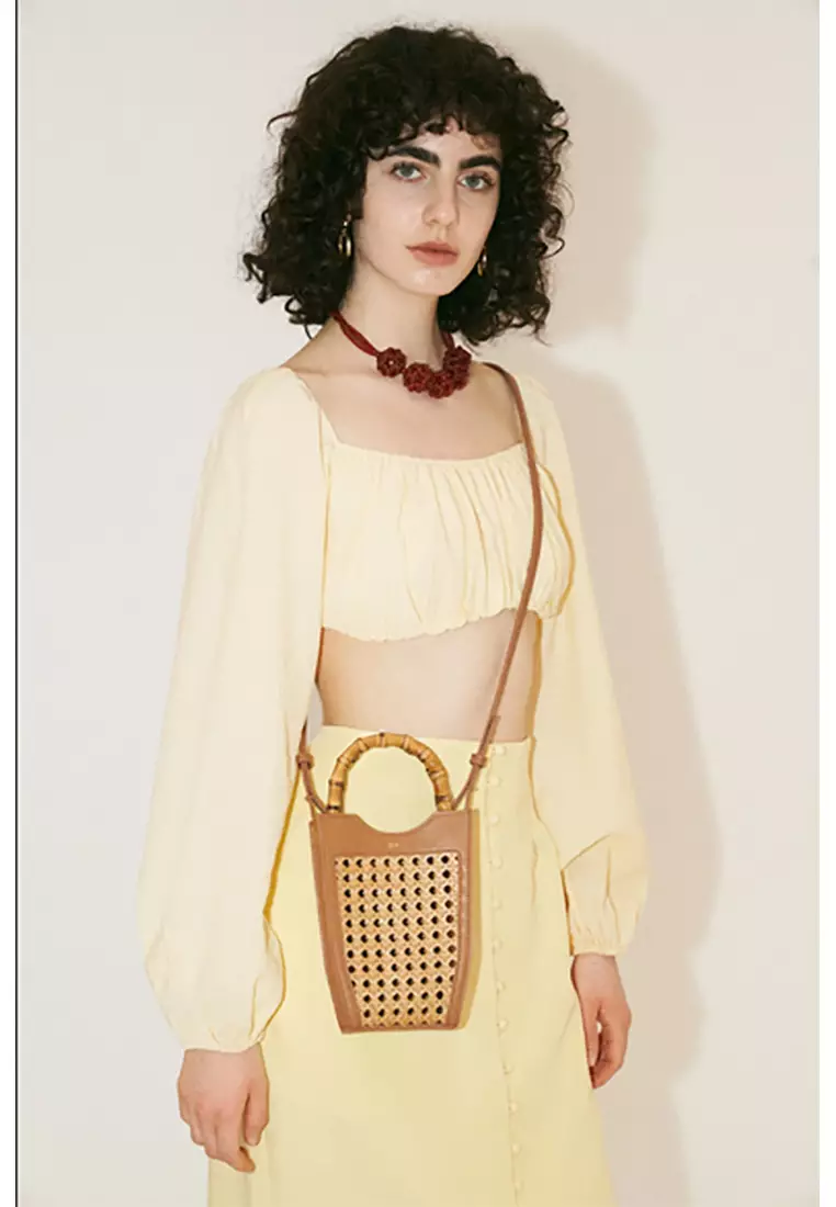 FEI Faux Bamboo Woven Phone Bag