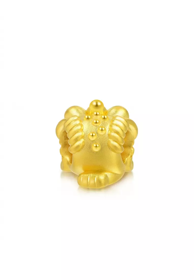 999 24K Solid Gold Three-Legged Toad Blessings Charm 90020C (Bracelet not included)