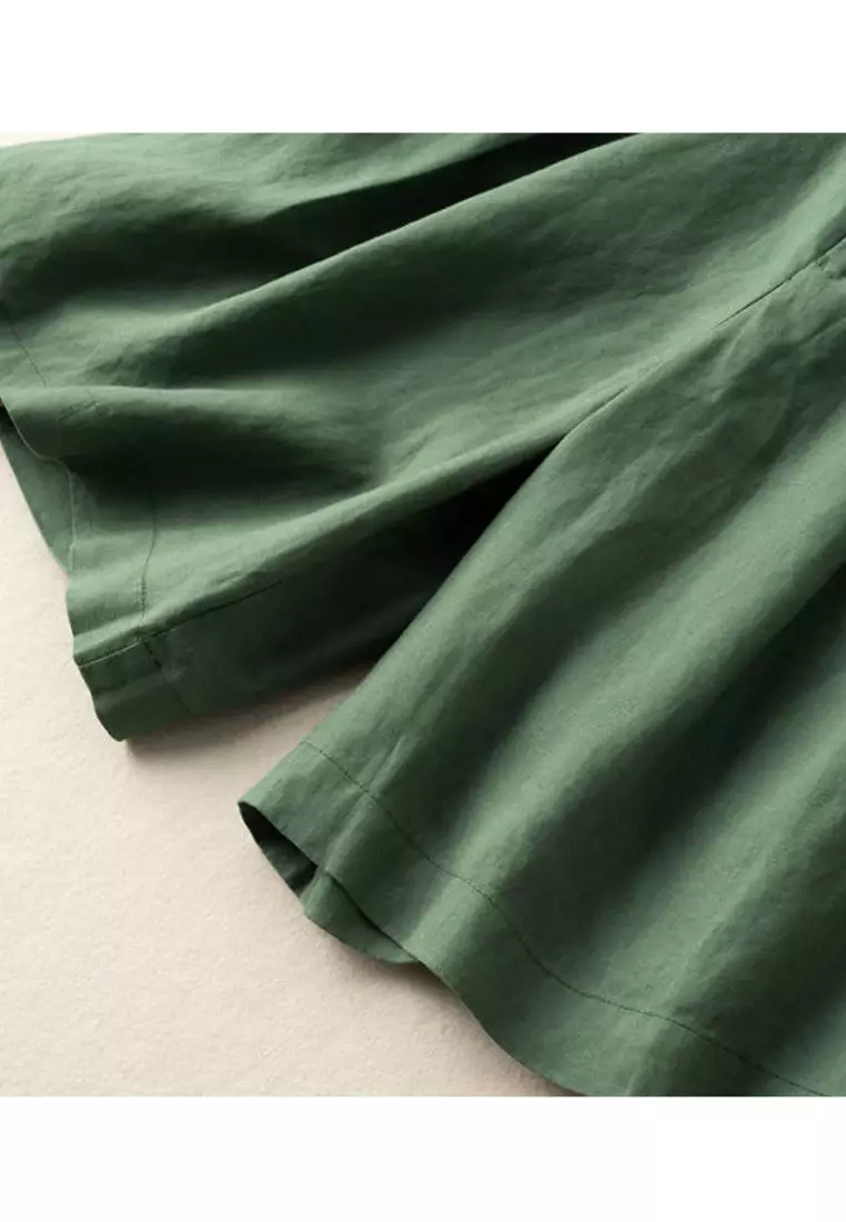 High Waist Cotton-flax Cropped Shorts RZ9086