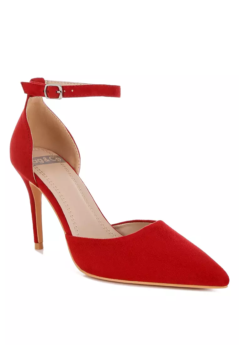 Microfiber Stiletto Sandals in Red
