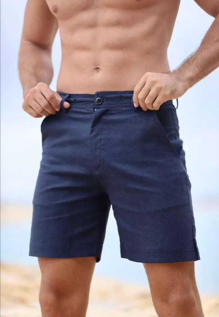 Durban Celana Pendek Linen Pria Navy | Linen Short pants Men Navy